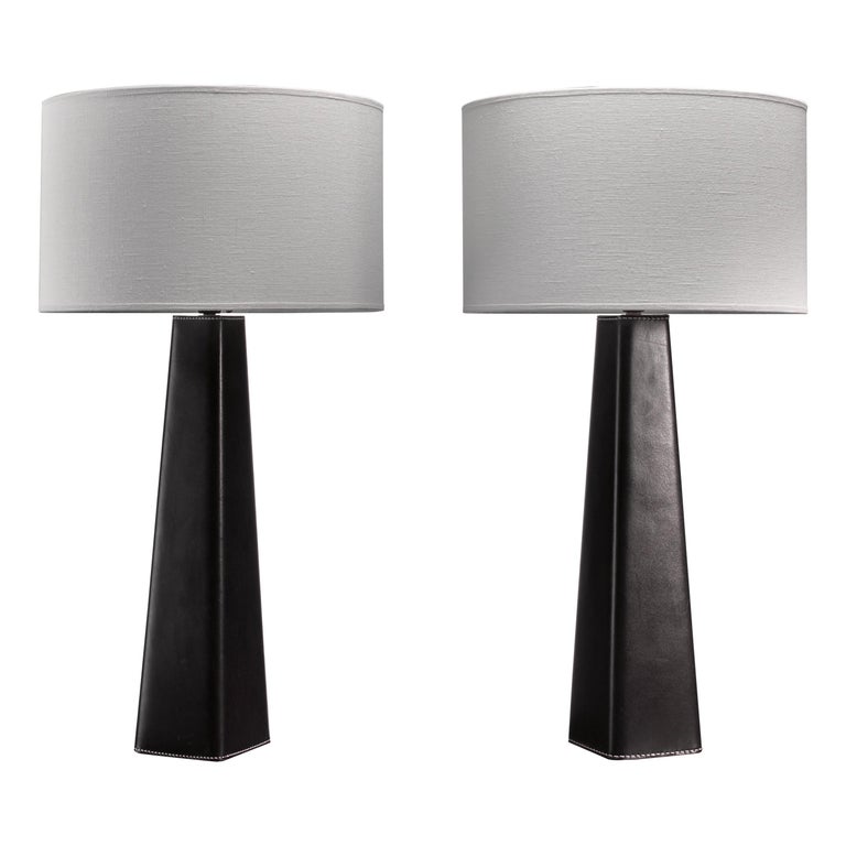 Pair Of Scandinavian Modern Black, Modern Black And Silver Table Lamps