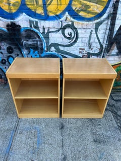 Pair of Scandinavian Modern Blonde Birch Small Bookcases