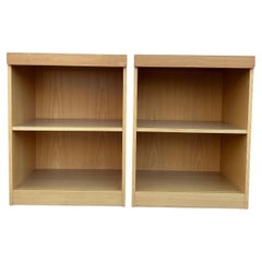 Pair of Scandinavian Modern Blonde Birch Small Bookcases 