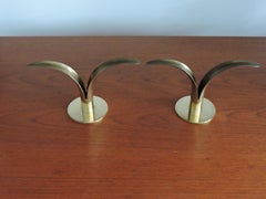 Pair of Scandinavian Modern Brass Lily Liljan Konst Candle Holders