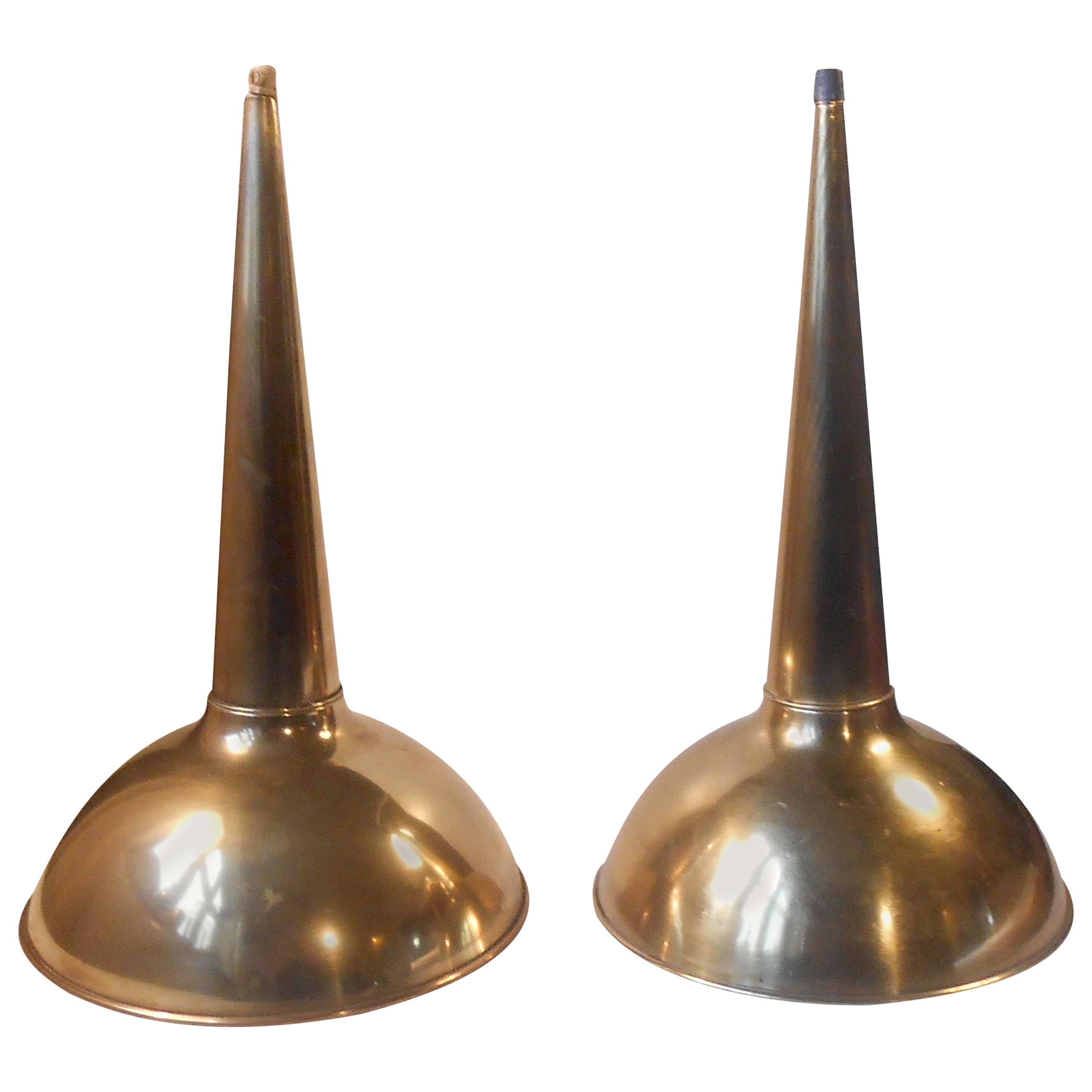 Pair of Scandinavian Modern Brass Pendant Lamps in the Manner of Paavo Tynell