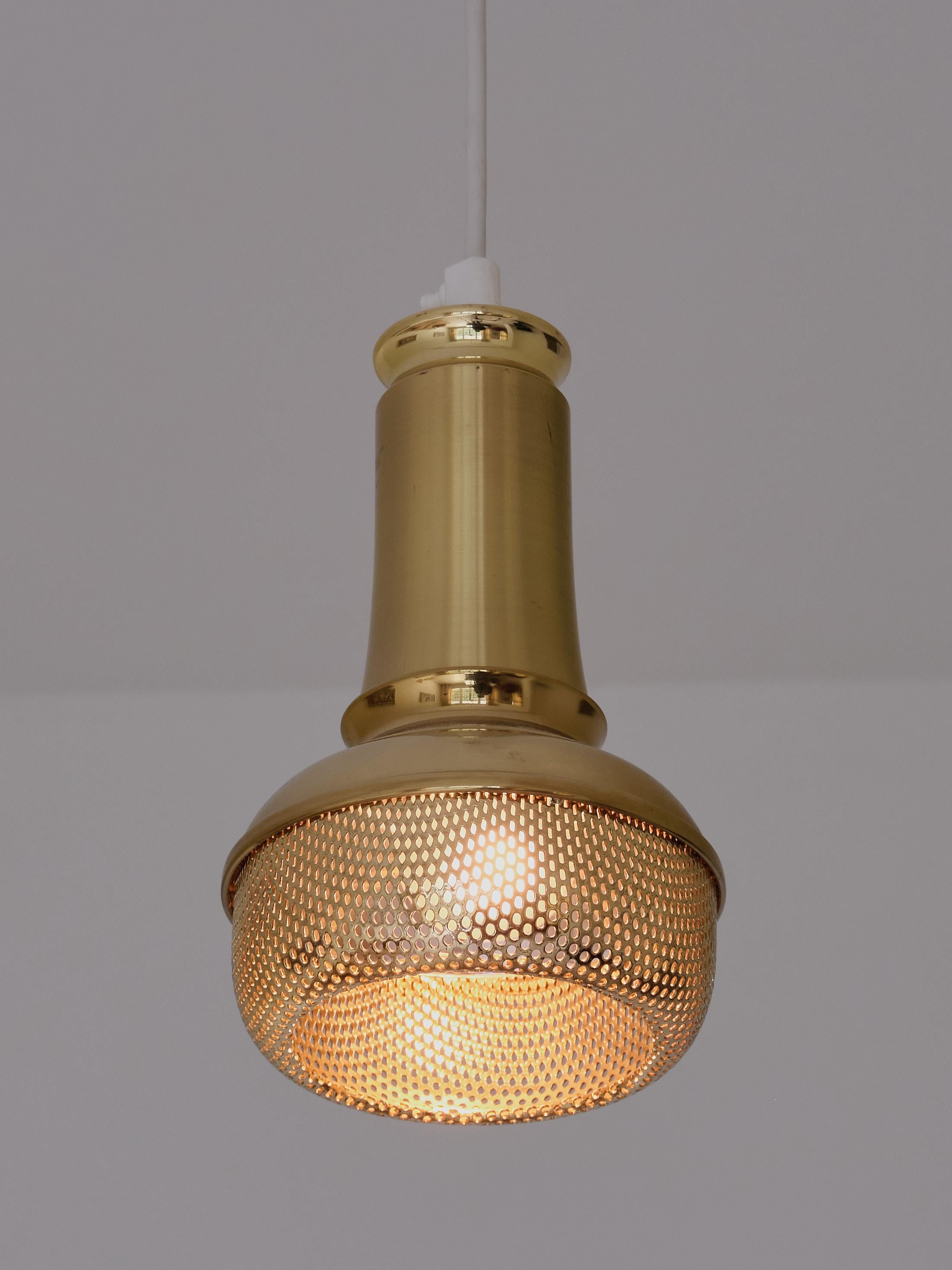 Pair of Scandinavian Modern Brass Pendant Lights, OMI Denmark, 1960s For Sale 1