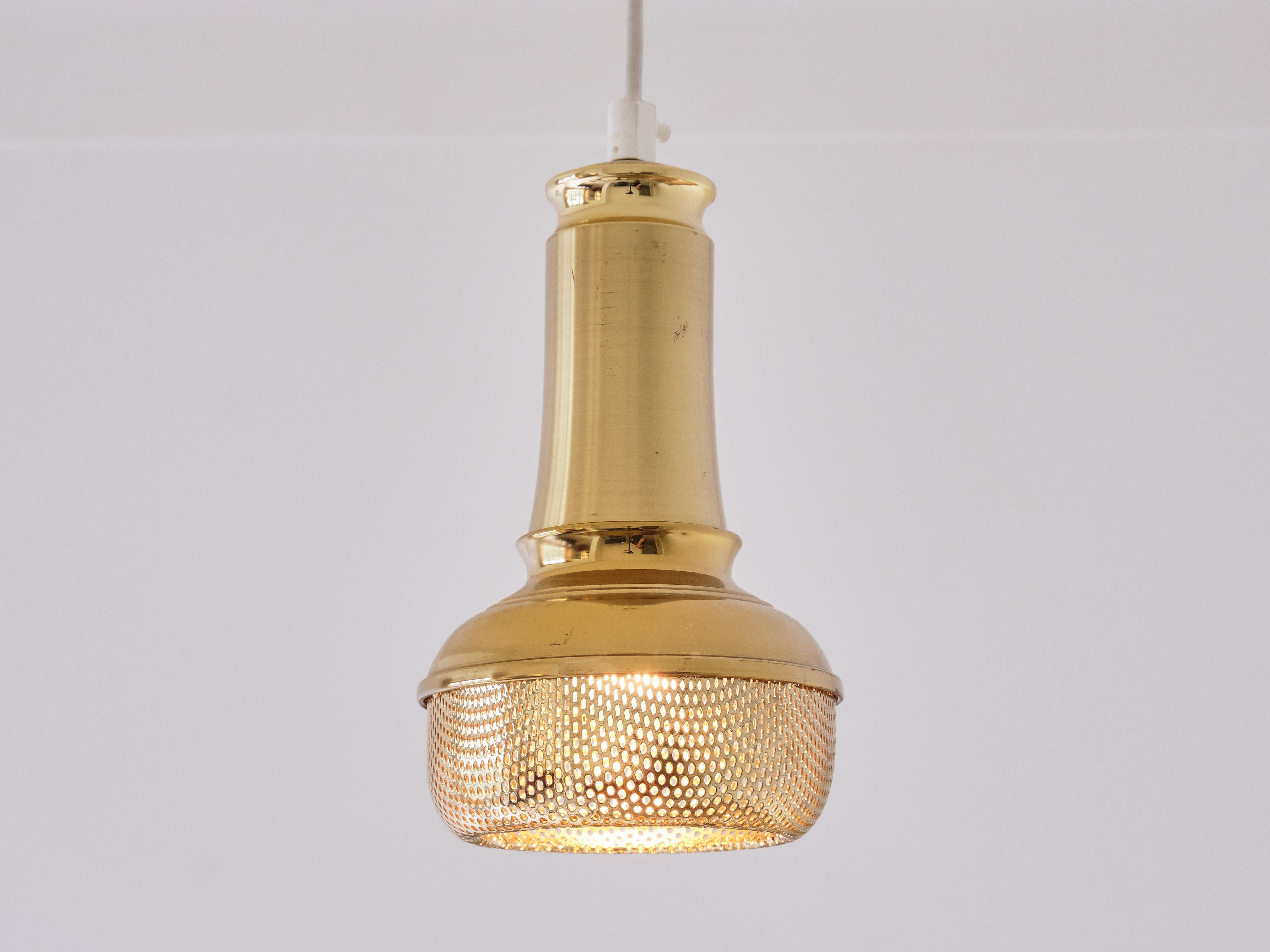 Pair of Scandinavian Modern Brass Pendant Lights, OMI Denmark, 1960s For Sale 2
