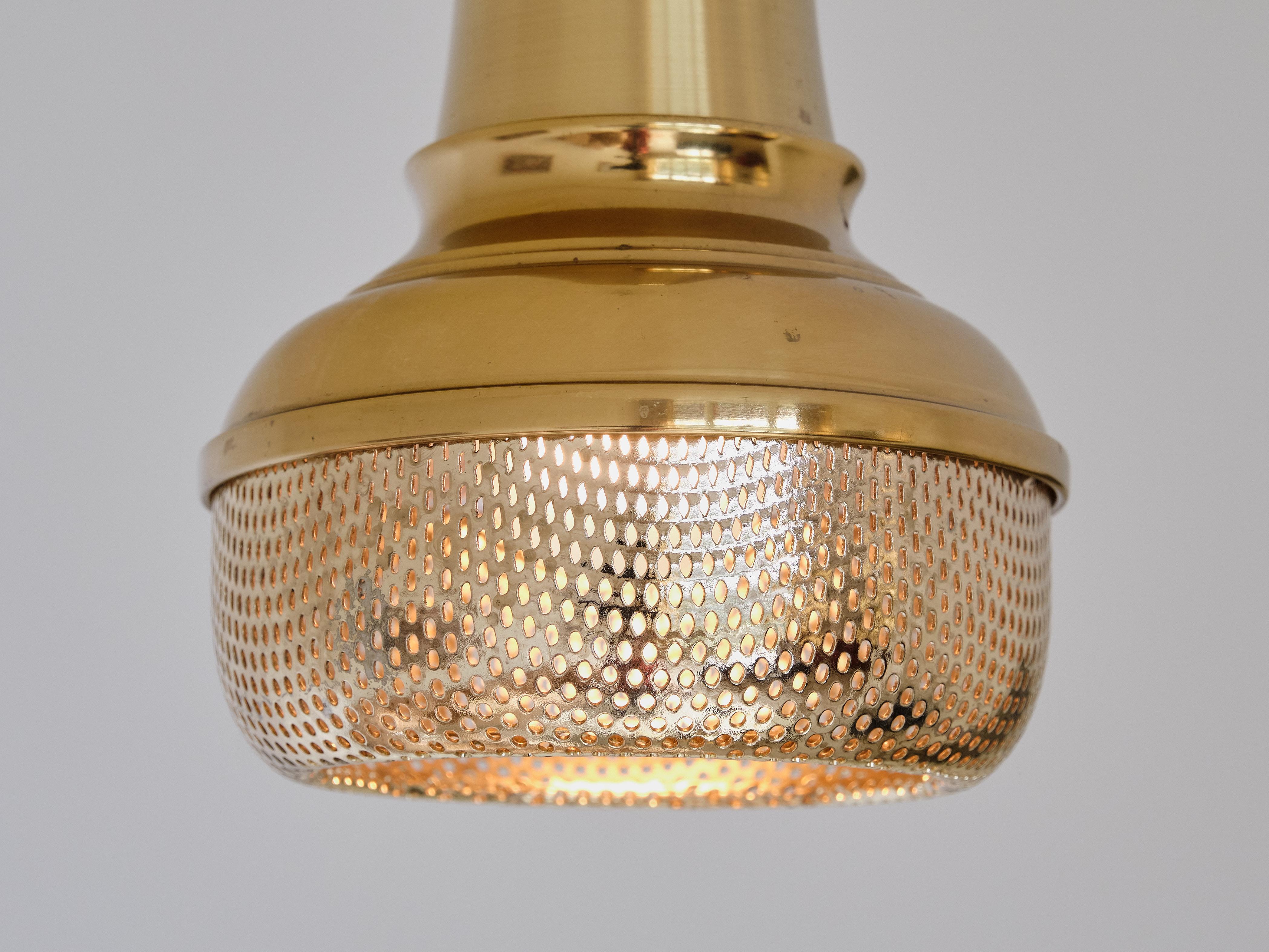 Pair of Scandinavian Modern Brass Pendant Lights, OMI Denmark, 1960s For Sale 3