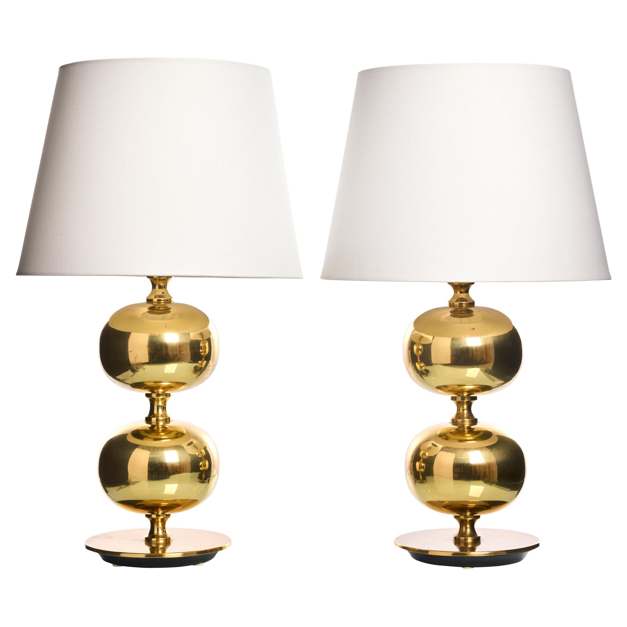 Pair of Scandinavian Modern Brass Table Lamps, AB Stilarmatur, Tranås, 1960s