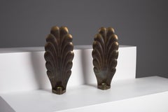Pair of Scandinavian modern brass wall candle sconces