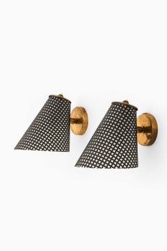 Pair of Scandinavian Modern Brass Wall Lamps, 1950s