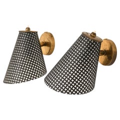 Pair of Scandinavian Modern Brass Wall Lamps, 1950s