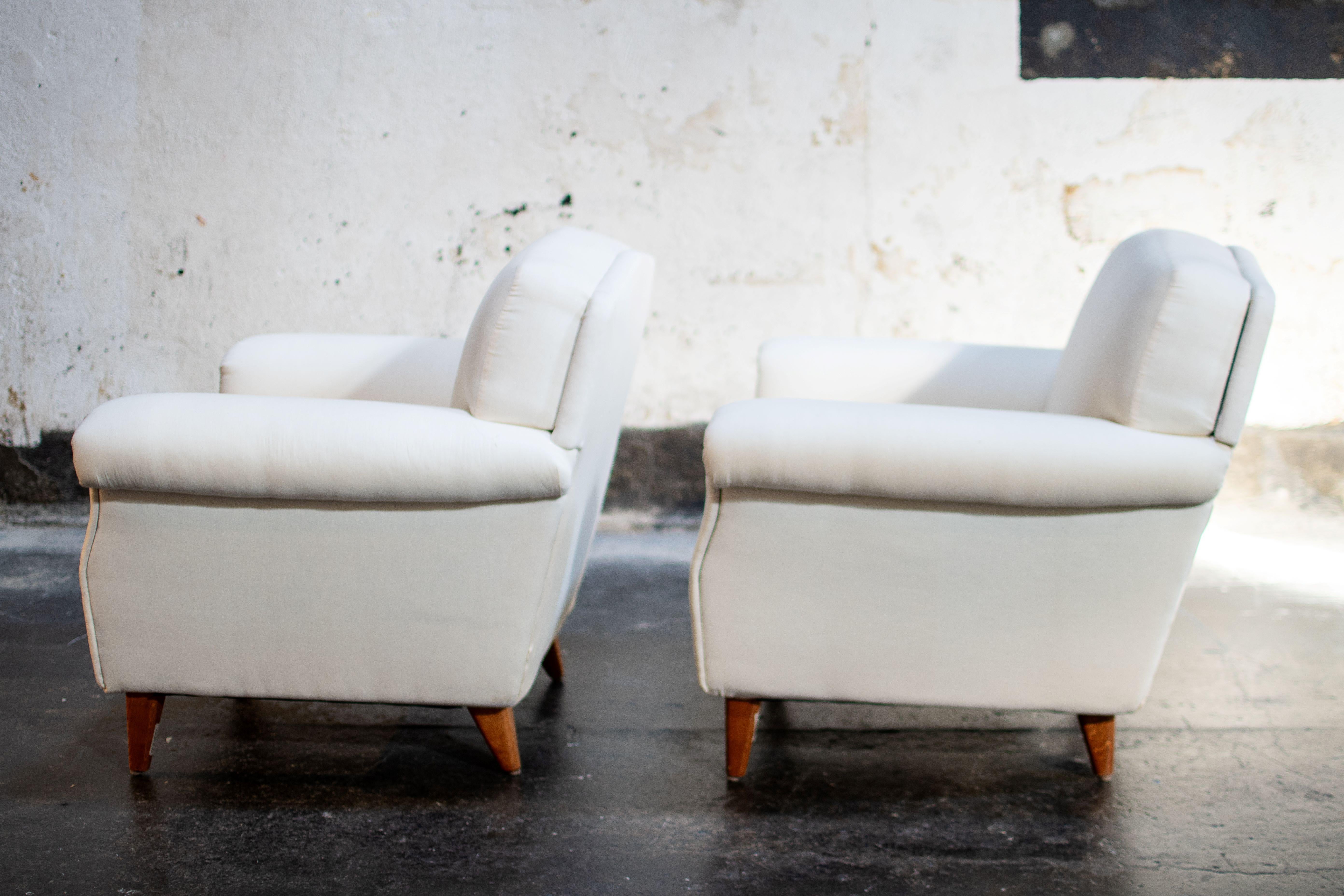 Muslin Pair of Scandinavian Modern Broderna Anderssons Arm Chairs - COM Ready For Sale
