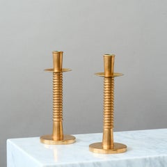 Pair of Scandinavian Modern Bronze Candlesticks, Sweden, 1960s.