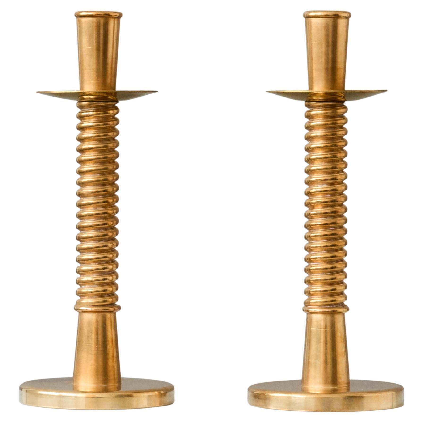 Pair of Scandinavian Modern Bronze Candlesticks, Sweden, 1960s.