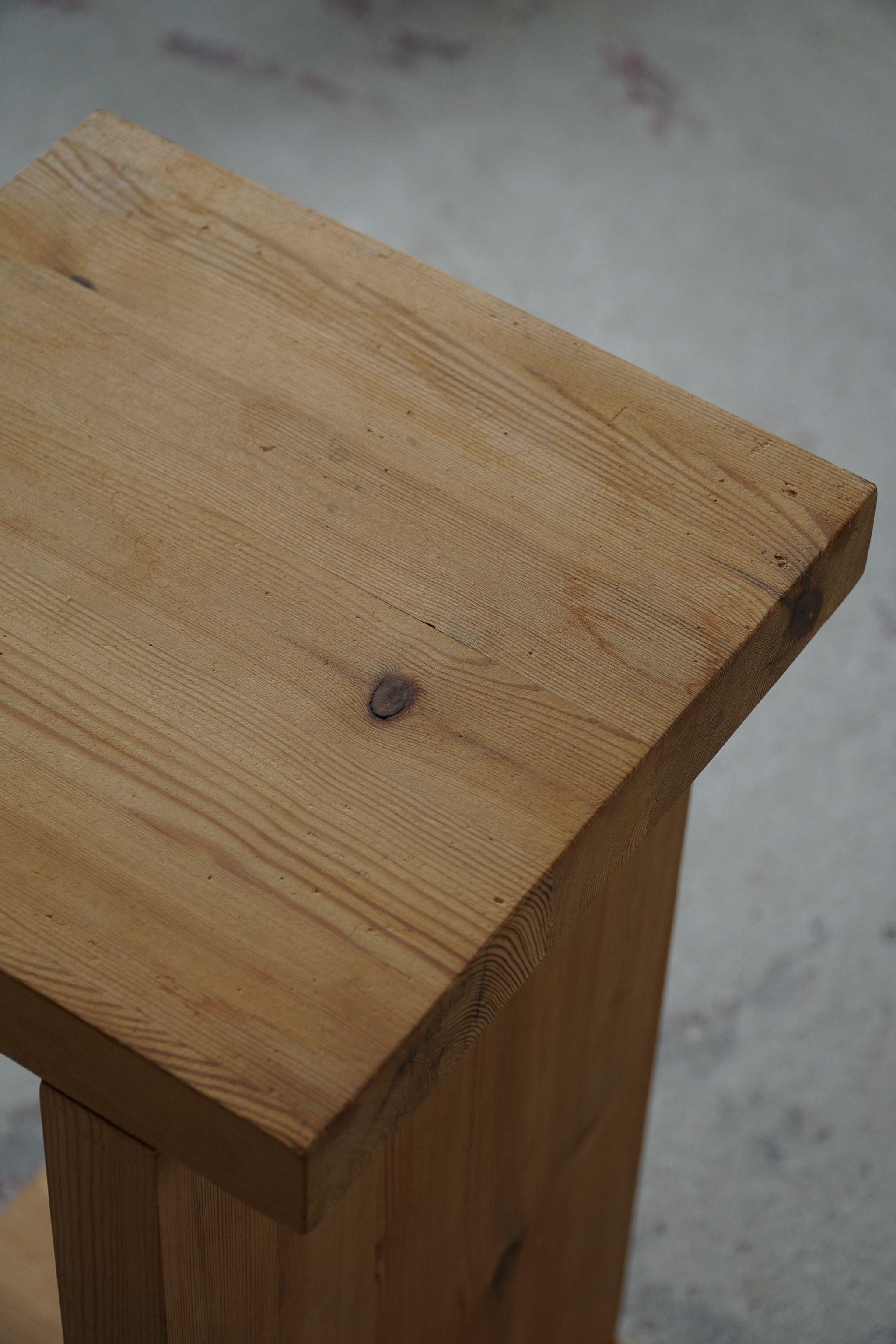 Pair of Scandinavian Modern, Brutalist Night Stands in Solid Pine, Made in 1970s 13