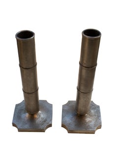 Pair of Scandinavian Modern Candleholders in Pewter by Edwin Ollers, Sweden