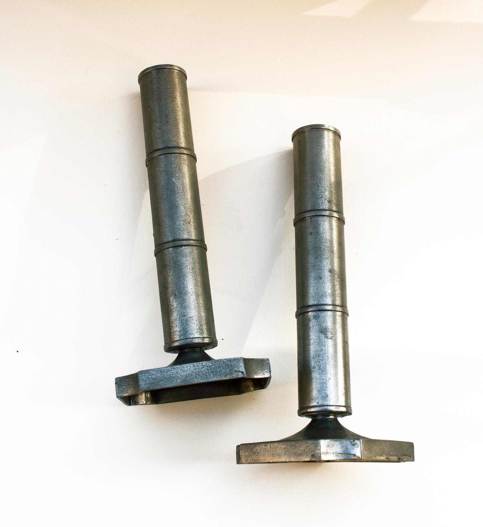 Pair of Scandinavian Modern Candleholders in Pewter by Edwin Ollers, Sweden In Good Condition For Sale In Stockholm, SE