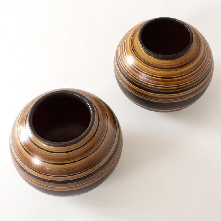 Pair of Scandinavian Modern Ceramic Vases by Jerk Werkmaster for Nittsjo 1