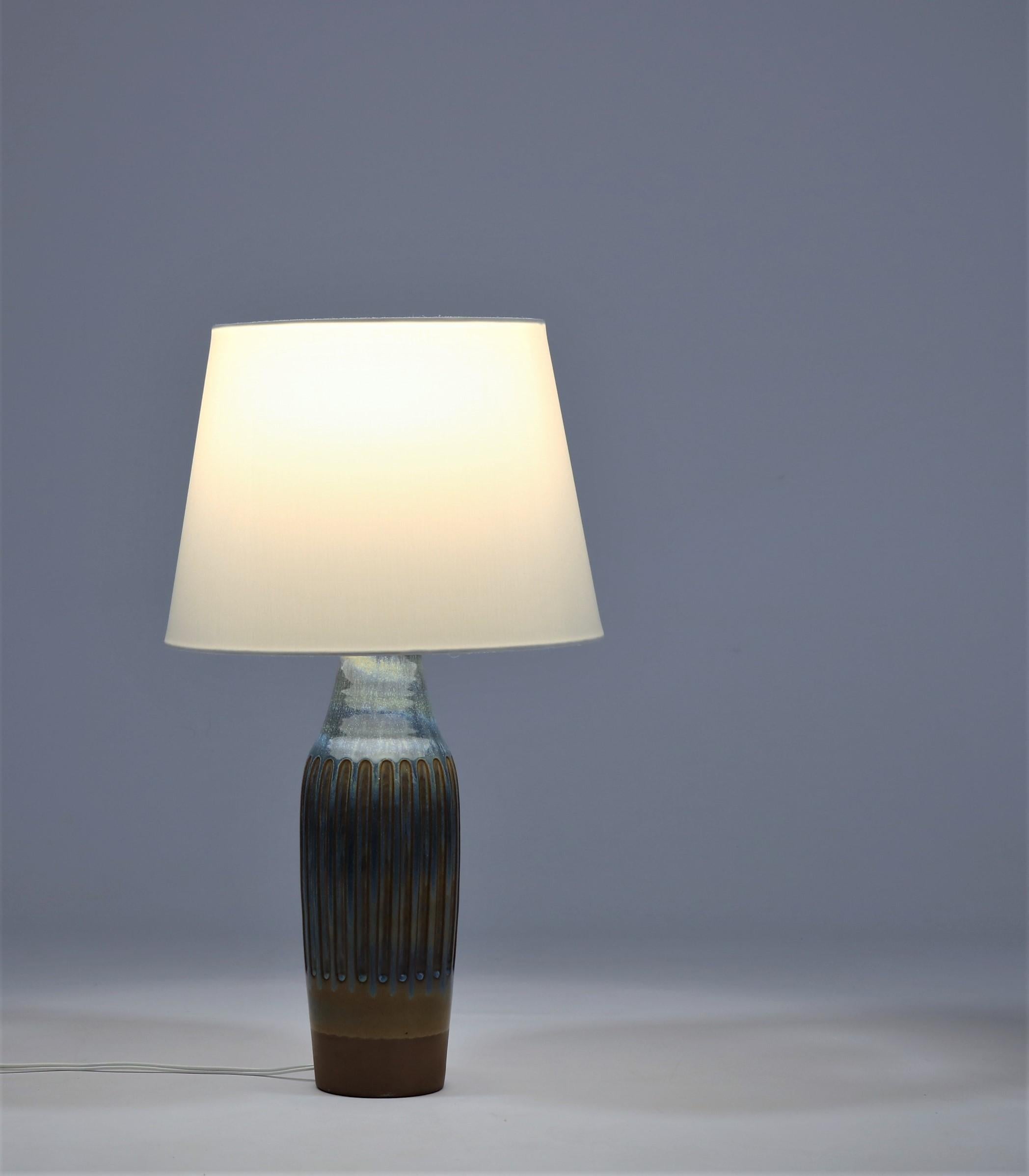 Pair of Blue Scandinavian Modern Ceramics Table Lamps by Michael Andersen / Lyfa 1