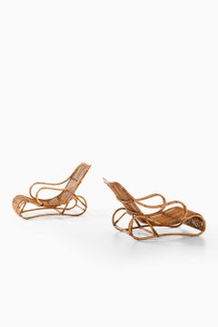 Par de sillones modernos escandinavos de mimbre y ratán, diseñados por Viggo Boesen, década de 1940