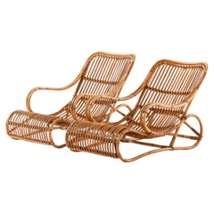 Par de sillones modernos escandinavos de mimbre y ratán, diseñados por Viggo Boesen, década de 1940