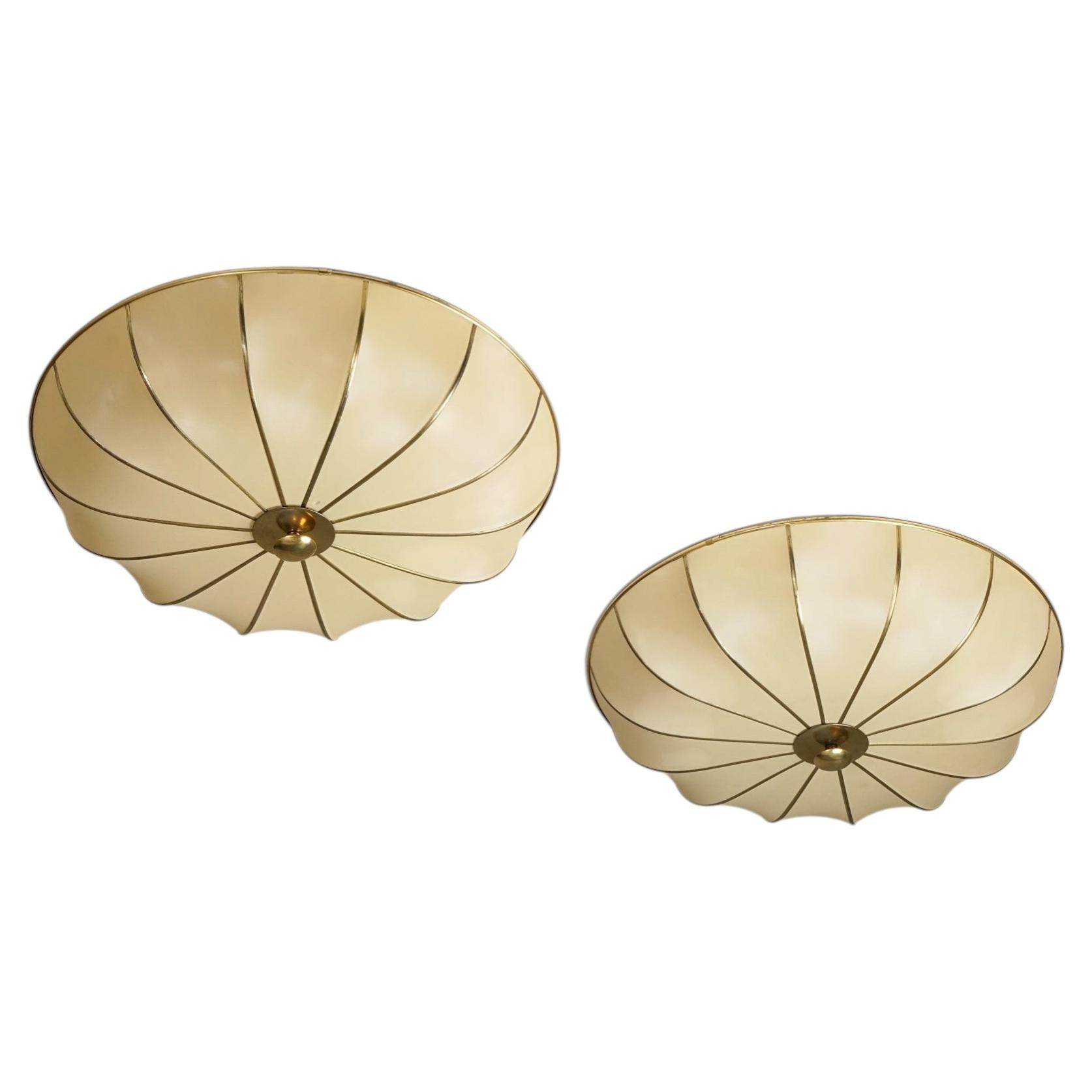 Pair of Scandinavian Modern Flush Mounts, Sweden, 1950/1960s