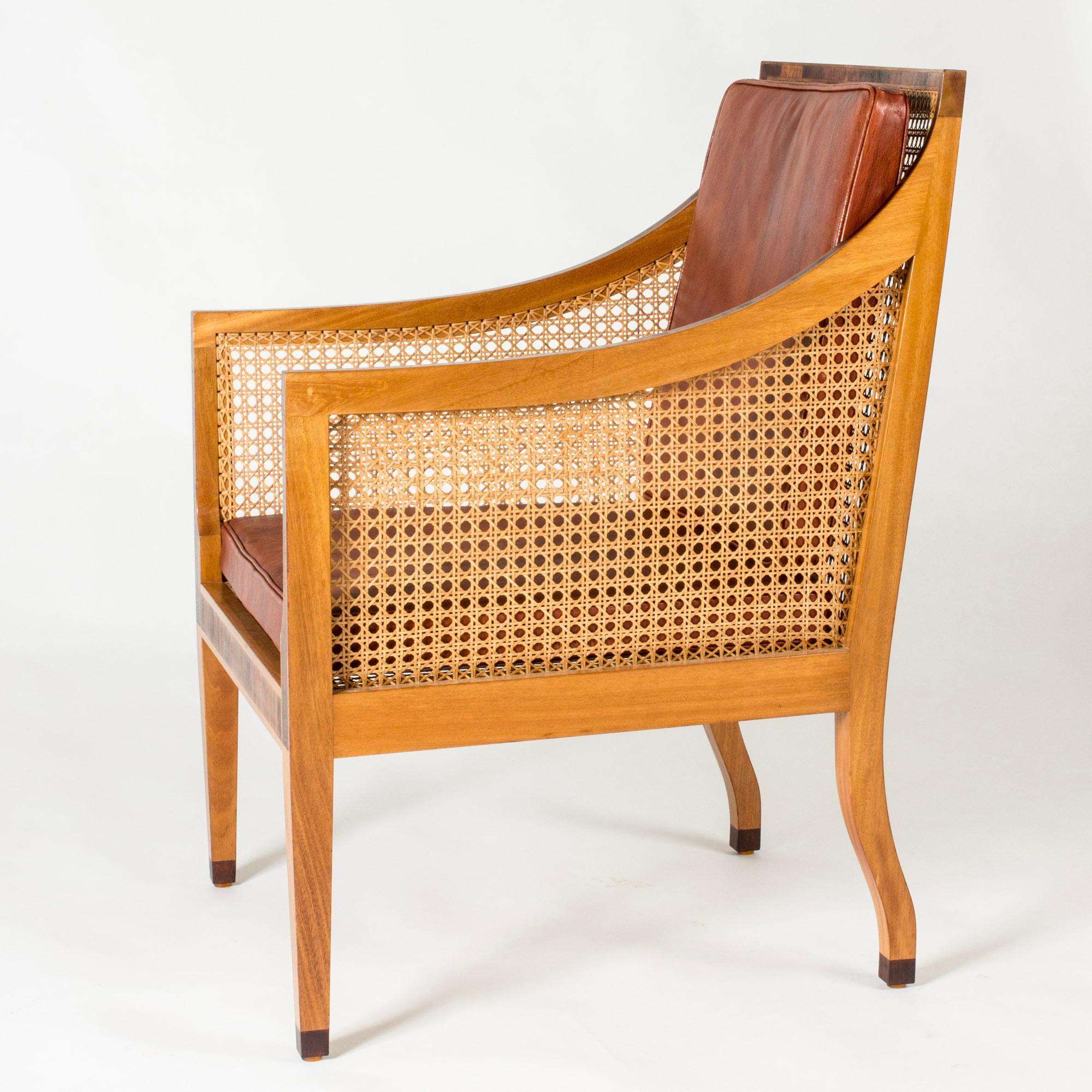 Rattan Pair of Scandinavian Modern Lounge Chairs by Kaare Klint, Denmark, 1950s For Sale