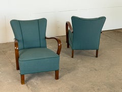 Pair of Scandinavian Modern Lounge Chairs, Open Bentwood Arms, 1940s