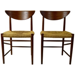 Pair of Scandinavian Modern Mod. 313 Teak Dining Chairs by Peter Hvidt