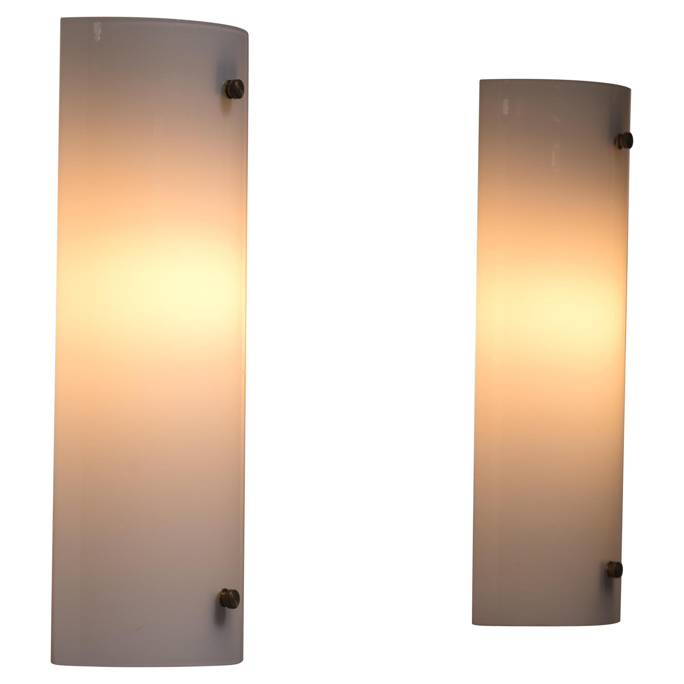 Pair of Scandinavian Modern Opaline Glass Wall Lamps