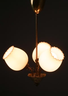 Paar skandinavisch-moderne Pendelleuchten, Finnland, 1950er Jahre