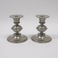 Pair of Scandinavian Modern Pewter Candlesticks by Edvin Ollers - 1970's