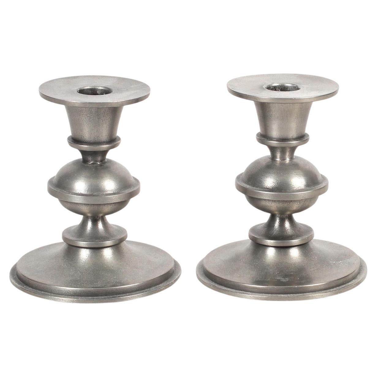 Pair of Scandinavian Modern Pewter Candlesticks by Edvin Ollers - 1970
s For Sale