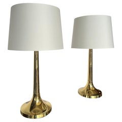 Pair of Scandinavian Modern Polished Brass Table Lamps