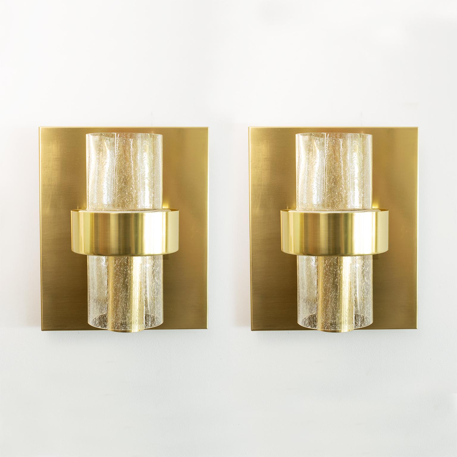 Polished Pair of Scandinavian Modern Sconces in brass by Jonas Hidle, Norway, 1970