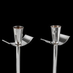 Pair of Scandinavian Modern Silver Candlesticks by Vera Ferngren