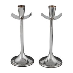 Pair of Scandinavian Modern Silver Candlesticks by Vera Ferngren