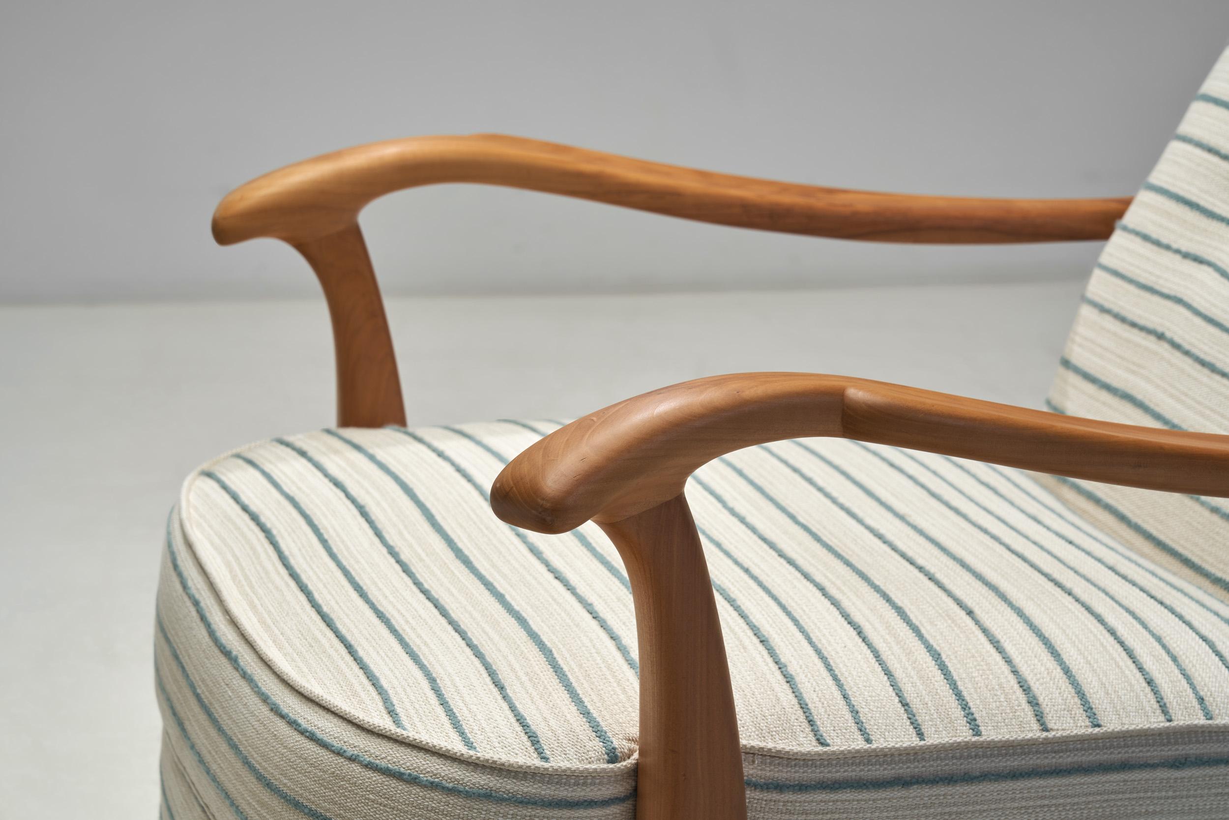 Paire de fauteuils rayés The Moderns, Suède, milieu du 20e siècle en vente 3