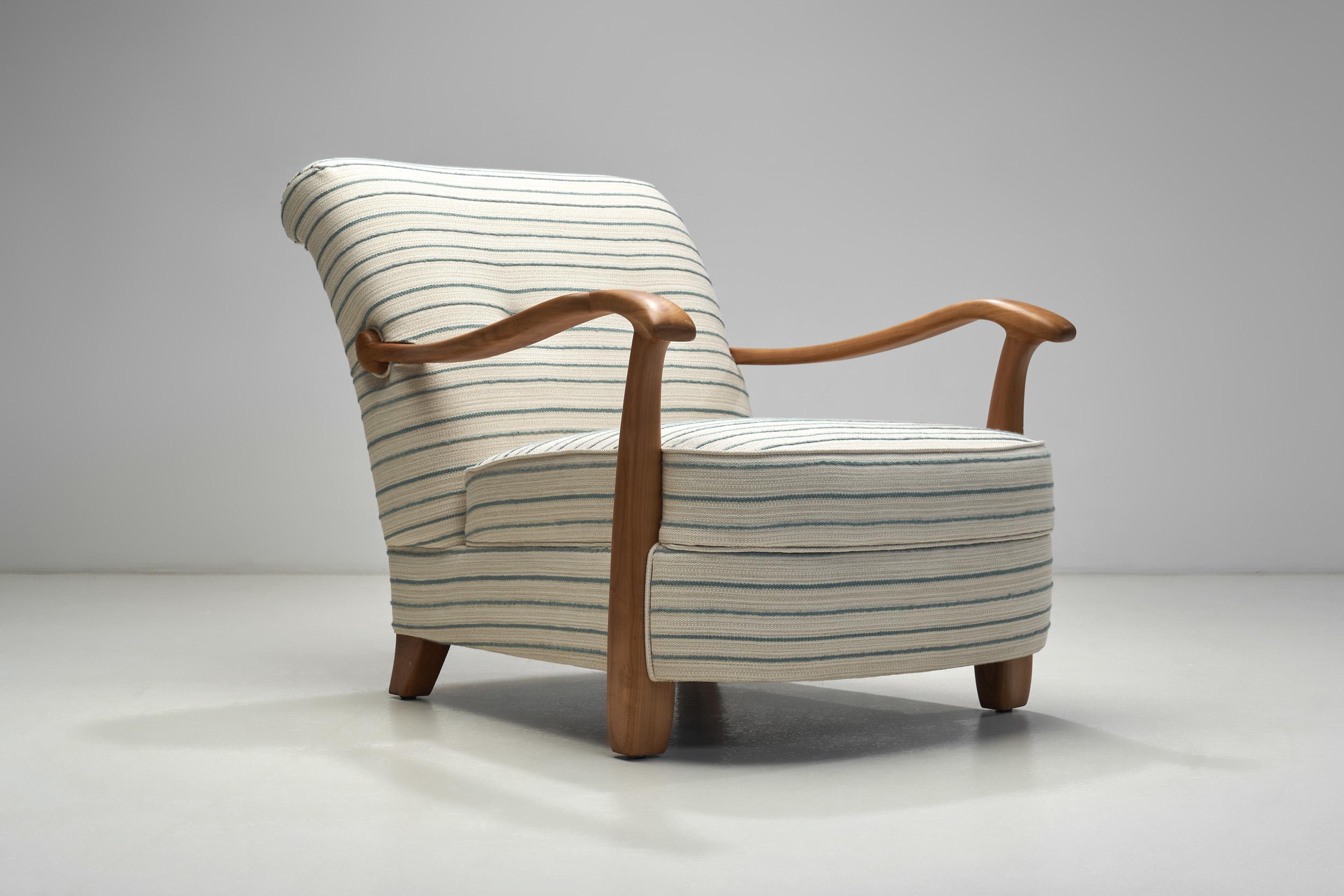 Paire de fauteuils rayés The Moderns, Suède, milieu du 20e siècle en vente 9