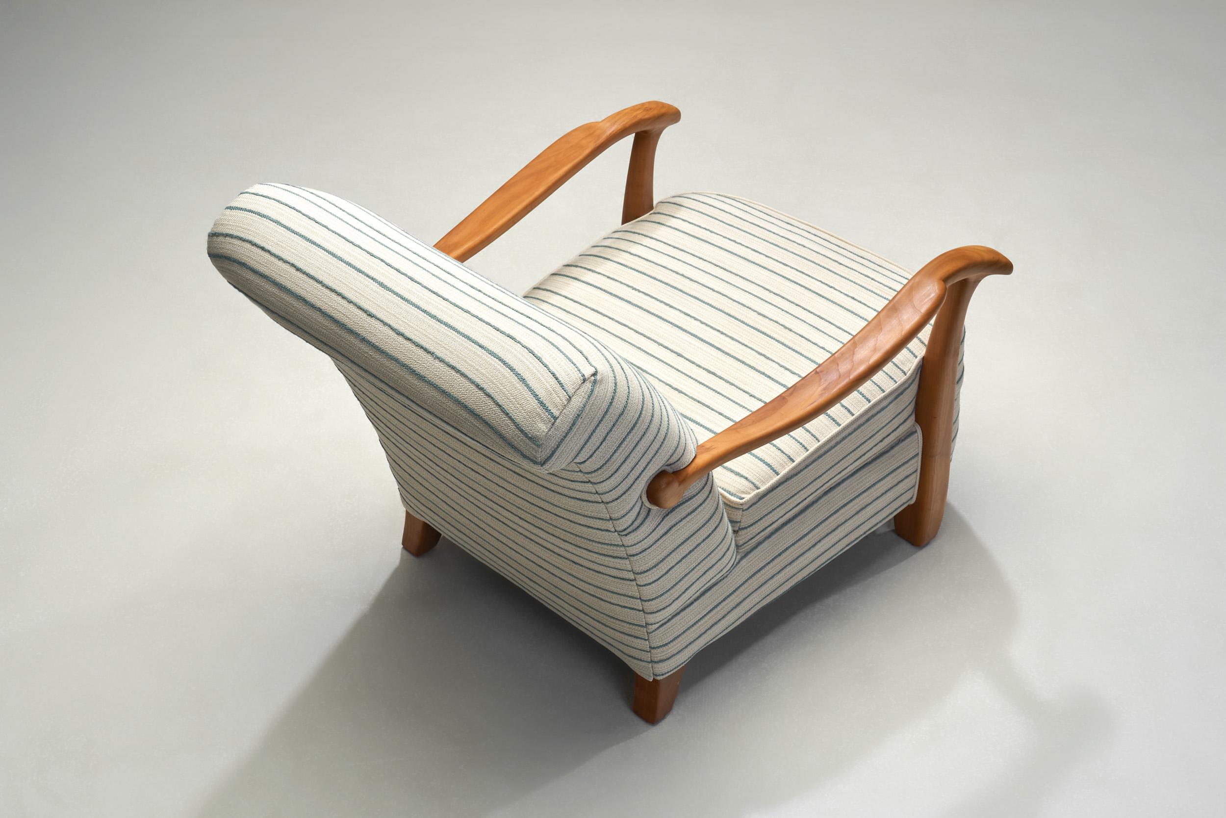 20ième siècle Paire de fauteuils rayés The Moderns, Suède, milieu du 20e siècle en vente