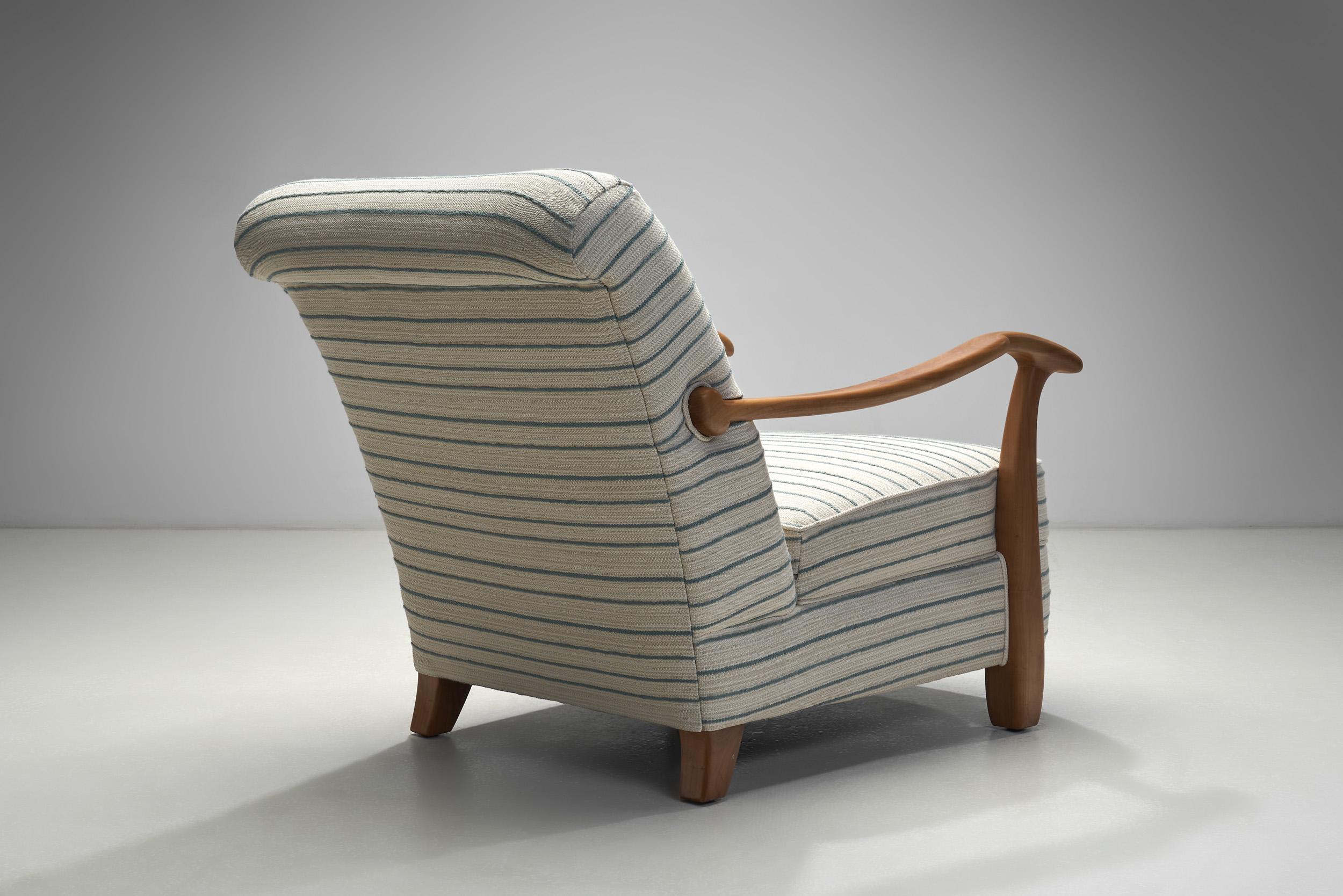 Tissu Paire de fauteuils rayés The Moderns, Suède, milieu du 20e siècle en vente