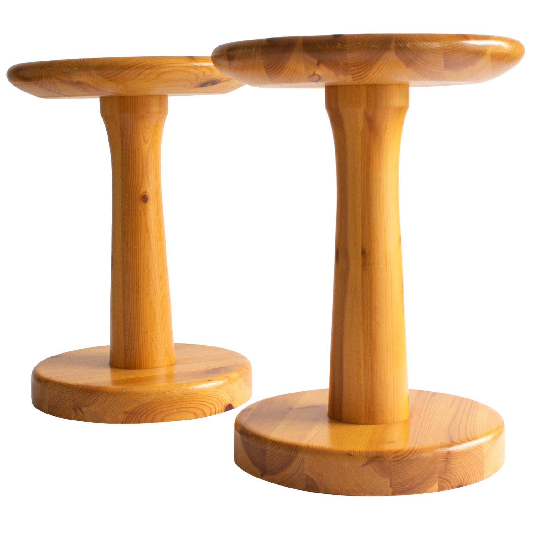 Pair of Scandinavian Modern Stools by Rainer Daumiller from 1960s Pine Wood For Sale