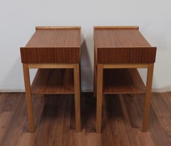Pair of Scandinavian Modern Teak and Oak Nightstands