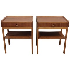 Pair of Scandinavian Modern Teak and Oak Nightstands