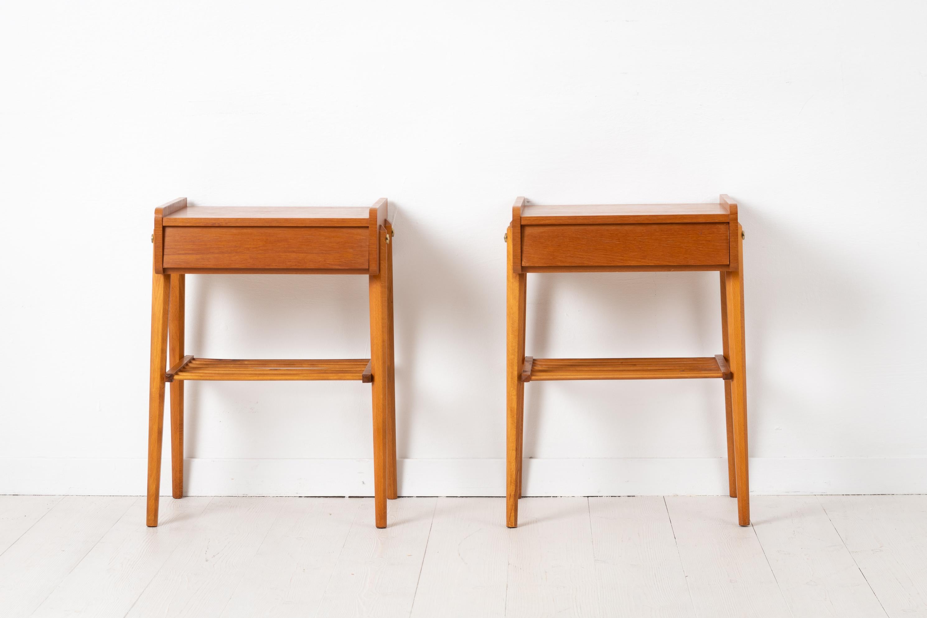 Pair of Scandinavian Modern Teak Nightstands In Good Condition In Kramfors, SE