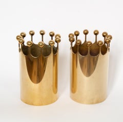 Paar Vasen der skandinavischen Moderne aus Messing für Skultuna, Schweden, Pierre Forssell