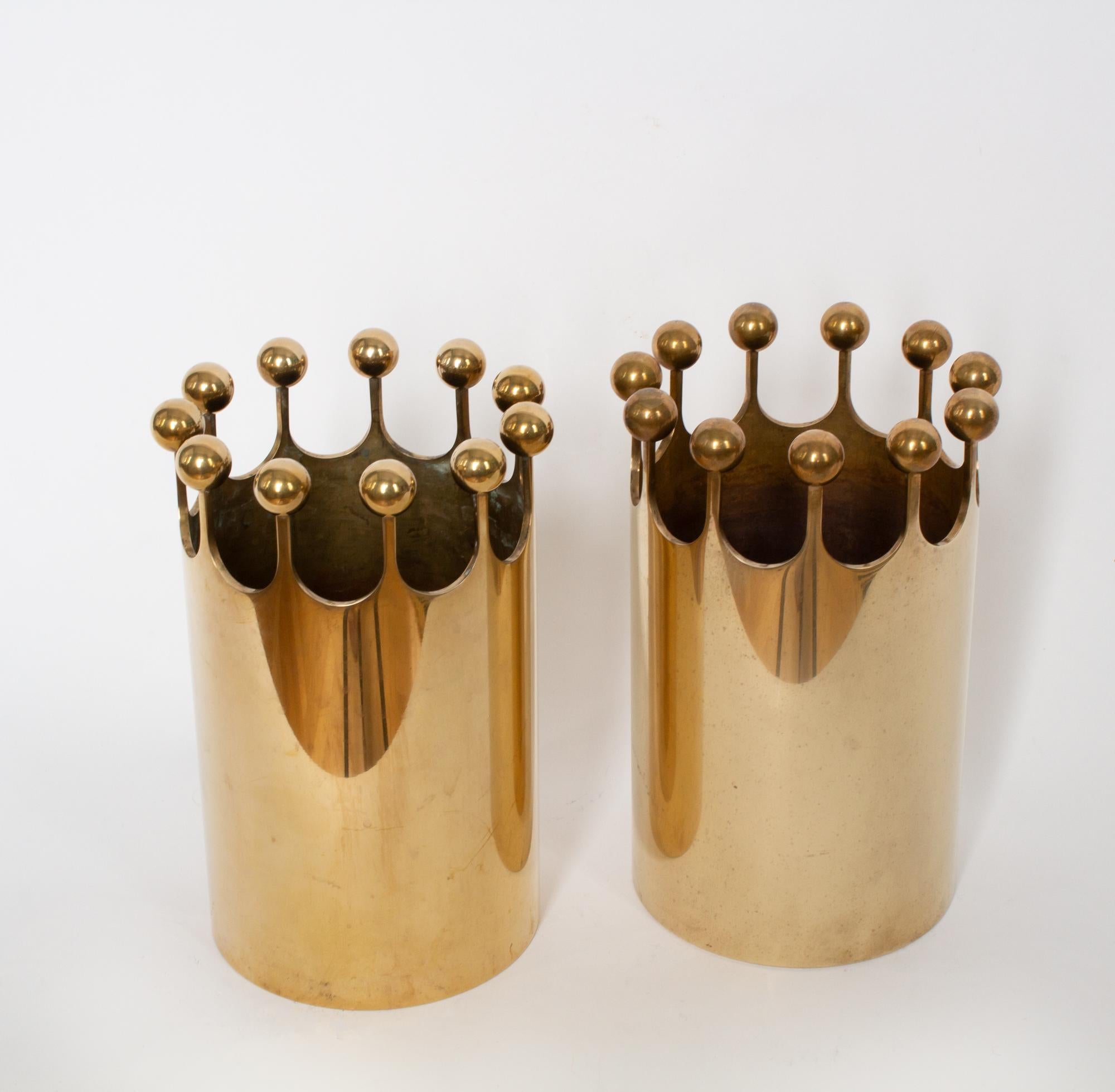 Swedish Pair of Scandinavian Modern Vase in Brass for Skultuna, Sweden, Pierre Forssell For Sale
