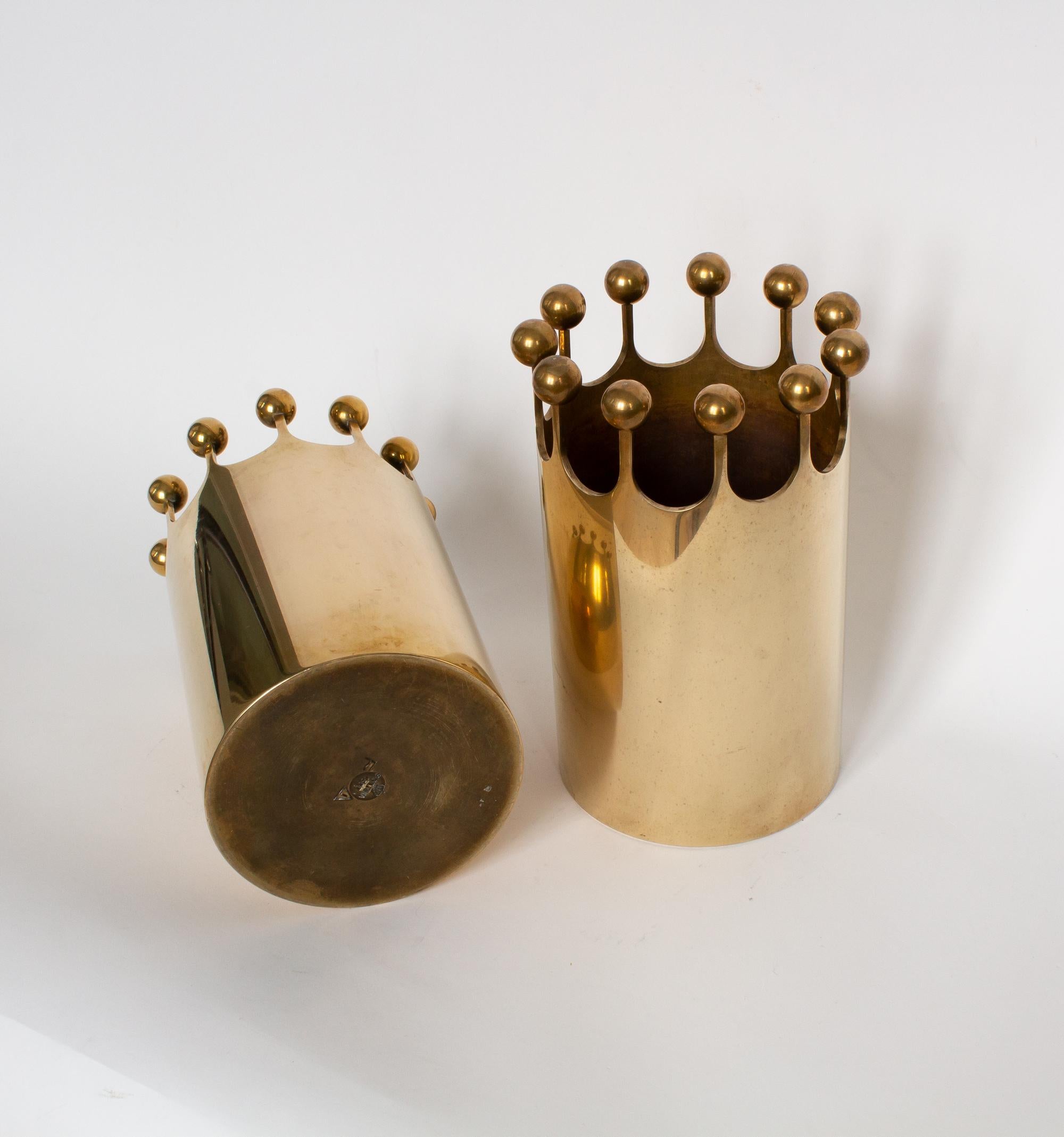 Pair of Scandinavian Modern Vase in Brass for Skultuna, Sweden, Pierre Forssell For Sale 2