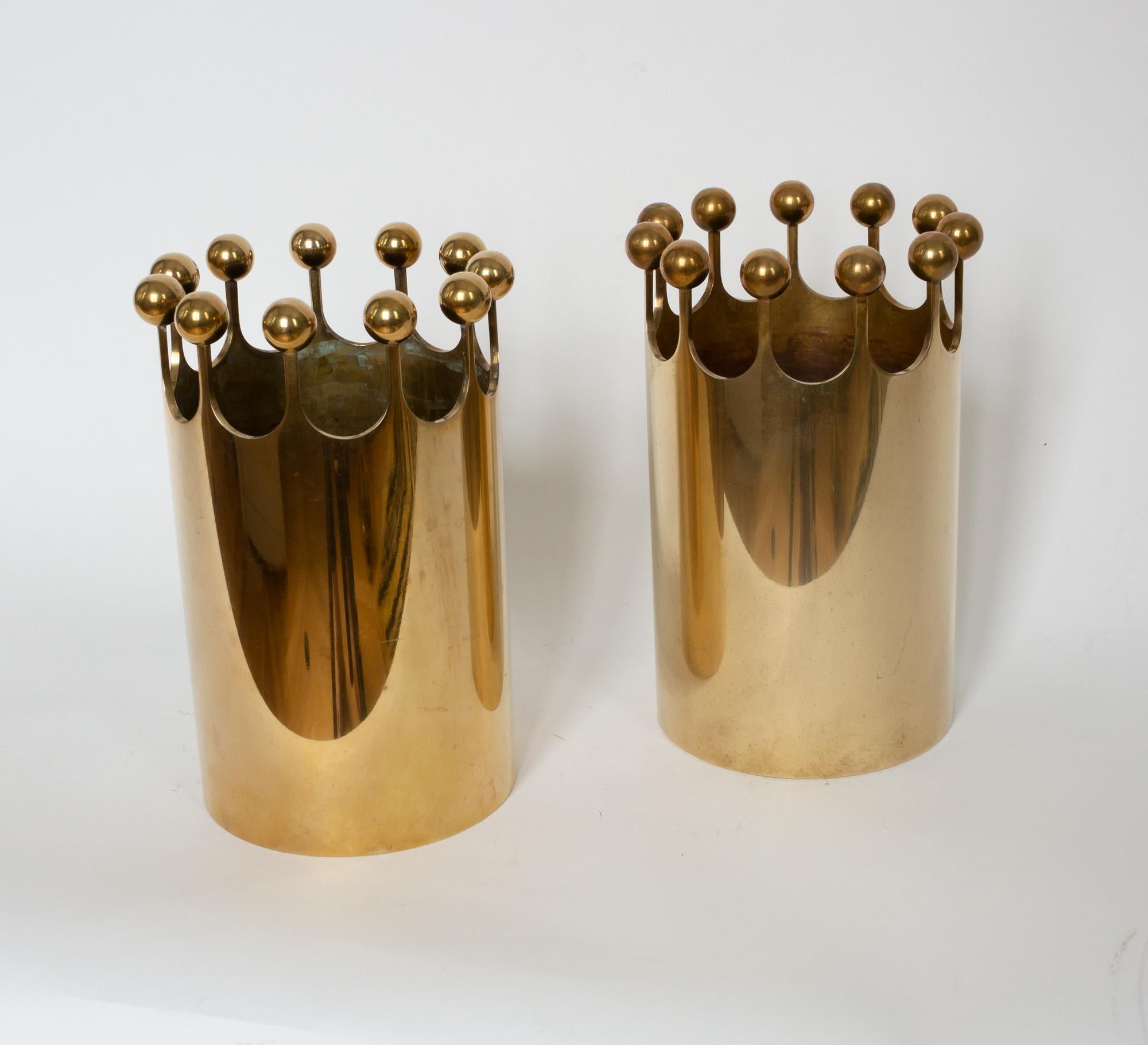 Pair of Scandinavian Modern Vase in Brass for Skultuna, Sweden, Pierre Forssell For Sale 3