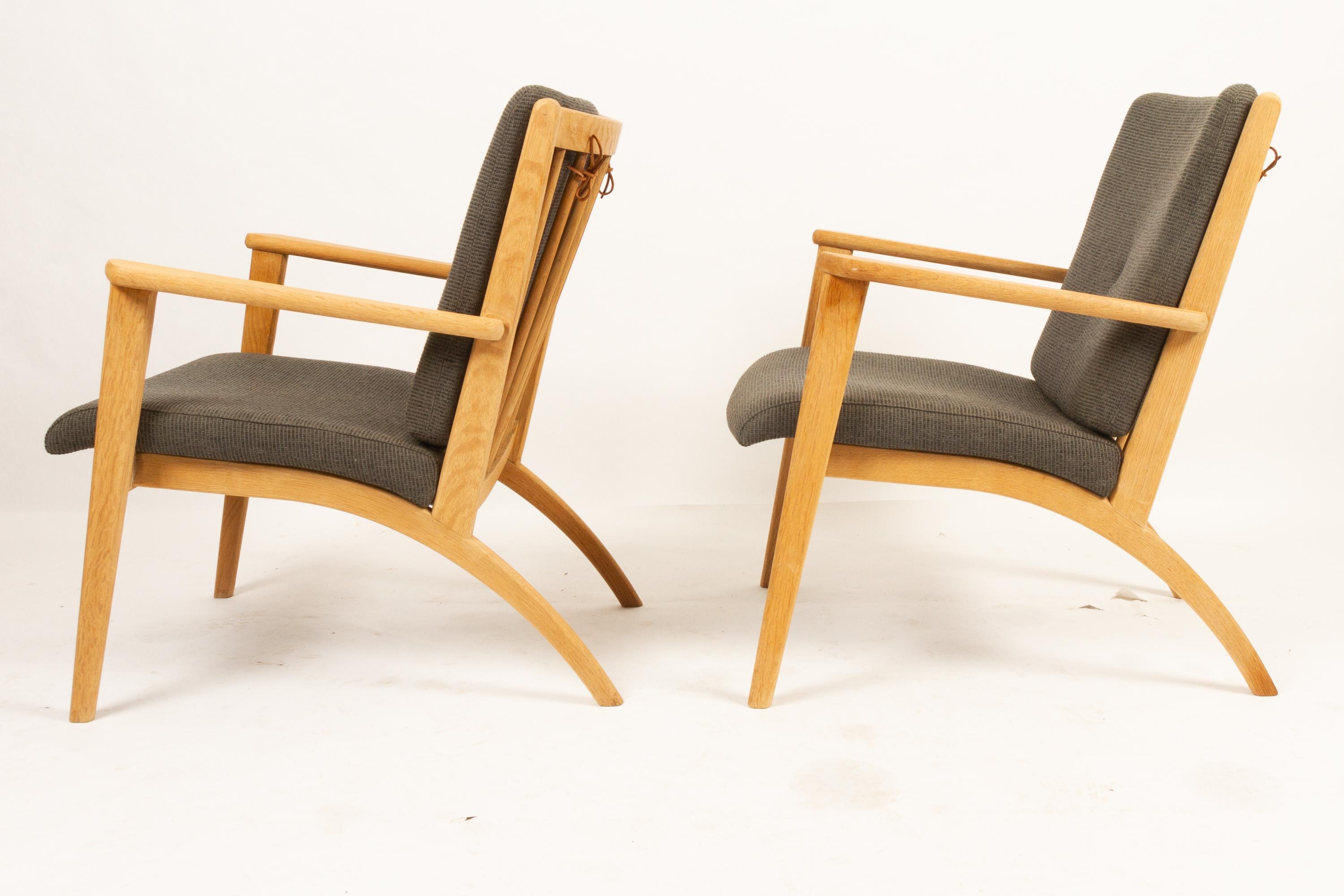 Danish Pair of Scandinavian Oak Lounge Chairs, 1990s
