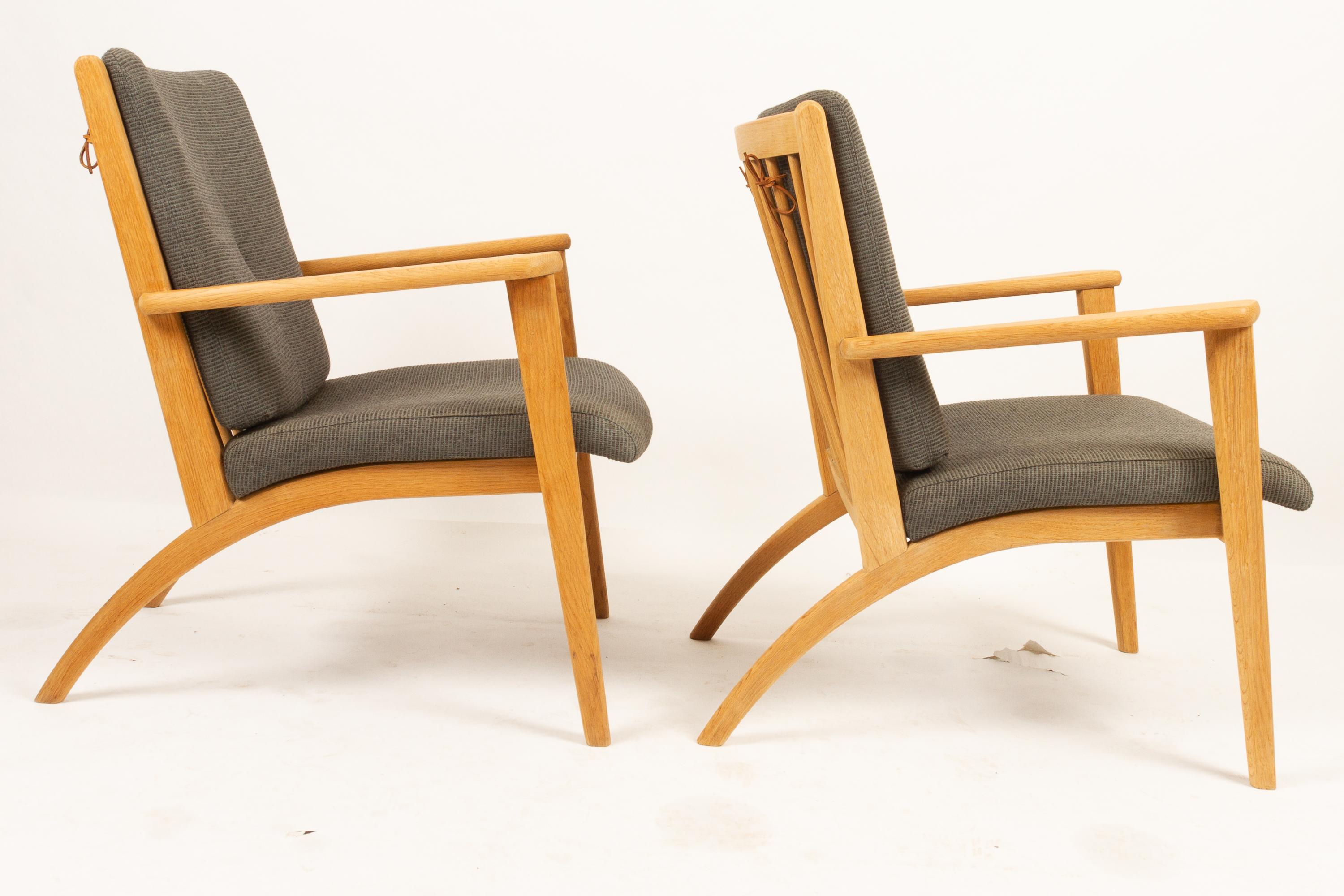Pair of Scandinavian Oak Lounge Chairs, 1990s 2