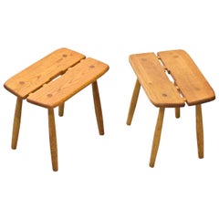 Pair of Scandinavian Oak Stools by Carl Gustaf Boulogner, Sweden