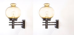 Pair of Scandinavian Outdoor Wall Lights in Copper, 1970s